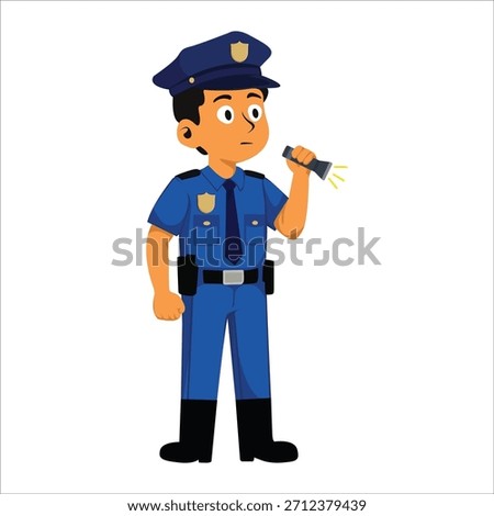 Vector illustration of a friendly police officer character in various actions and poses. Perfect for education, security themes, infographics, mobile apps, and professional design projects.