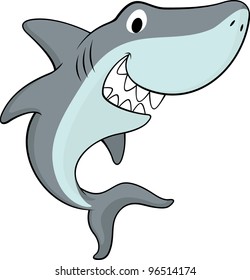 vector illustration of friendly shark isolated on white background