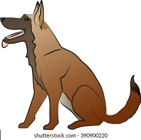 Vector illustration of a friendly, sitting and obedient shepherd dog