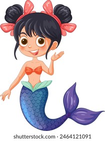 Vector illustration of a friendly young mermaid