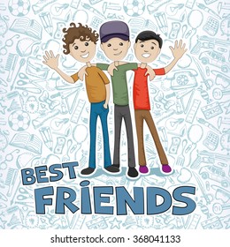 Vector illustration. Friends celebrating Friendship Day.