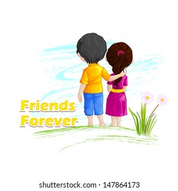 vector illustration of friends forever for Happy Friendship Day