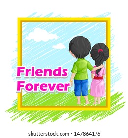 vector illustration of friends forever for Happy Friendship Day