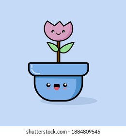 Vector Illustration of Friendship between pot and rose. suitable for home decoration pic, poster, and sticker