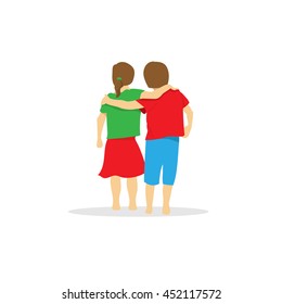 Vector illustration for friendship day. Good friends. Boy and girl.