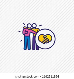 Ilustración vectorial de la línea coloreada de icono de amistad. El elemento de las emociones hermosas también se puede utilizar como elemento icono de asociación.