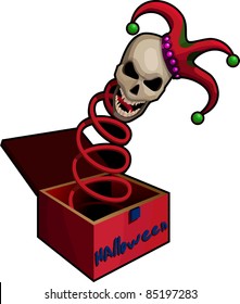 A vector illustration of a frightening  Jack-in-the-box.
