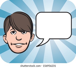 Vector illustration of Fringe face with speech bubble. Easy-edit layered vector EPS10 file scalable to any size without quality loss. High resolution raster JPG file is included.