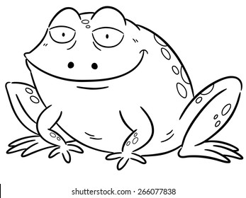 Vector illustration of frog cartoon - Coloring book