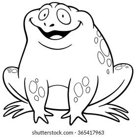 Vector illustration of Frog cartoon - Coloring book