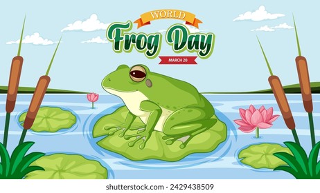 Vector illustration of a frog celebrating World Frog Day