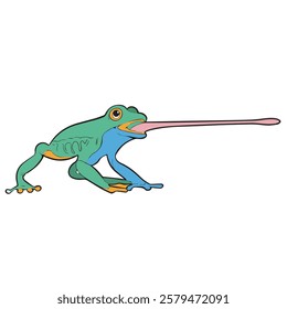 vector illustration of a frog character sticking out his tongue