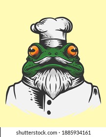 vector illustration of frog with chef hat