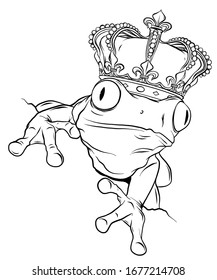 vector Illustration of  frog with crown on white