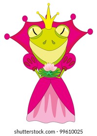 Vector illustration: frog in a dress