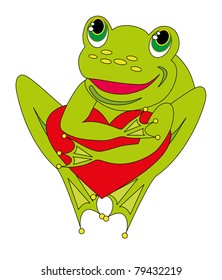 vector illustration: frog and heart