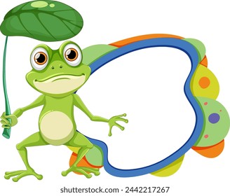 Vector illustration of a frog holding a blank sign.