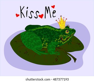 vector illustration of a frog, kiss me