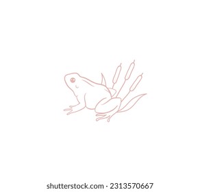 Vector illustration of a frog in line art style.