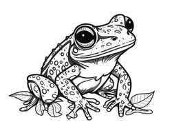 Vector Illustration, Illustration Of Frog, Lineart