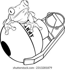 vector illustration of frog on hand granate