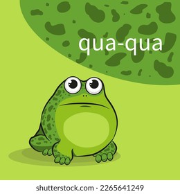 Vector illustration of a frog with a patern pattern and the inscription -qua. A bright image of a cartoon frog that can be used in textiles, books, logos and for personal purposes.