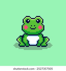 Vector Illustration of Frog with Pixel Art Design, perfect for game assets themed designs