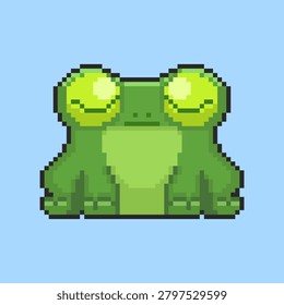 Vector Illustration of Frog with Pixel Art Design, perfect for game assets themed designs