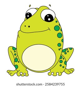 Vector illustration frog sitting and smiling