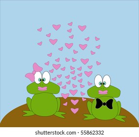 vector illustration of frogs in love