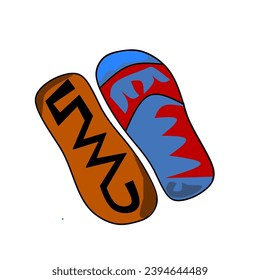 Vector illustration of front and back slippers 