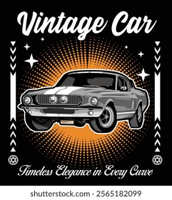vector illustration front classic car with brutalism design
