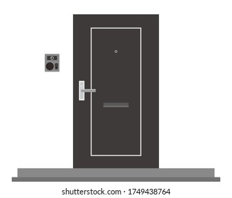 Vector illustration of front door and intercom