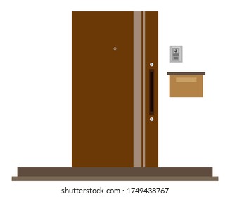 Vector illustration of front door and intercom