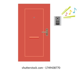 Vector illustration of front door and intercom