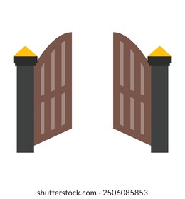 Vector Illustration of Front Gate open Computer Icon Gate Door, gate, corner, rectangle