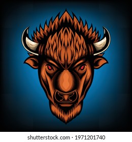 Vector Illustration front view of American Bison Buffalo Good use for symbol mascot icon avatar tattoo T Shirt design logo or any design