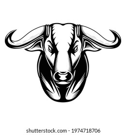 Vector Illustration front view of Bull head Surrounded by flames It is signs of the taurus zodiac Good use for symbol mascot icon avatar tattoo T Shirt design logo or any design