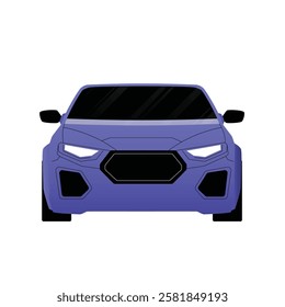 Vector illustration of a front view . isolated on a white background. The car is driving on the road. Vehicle.