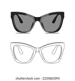 vector illustration front view of single gray eye glasses, glasses fashion accessories. flat design.