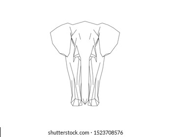 Vector illustration of the front of a wild elephant isolated on white background