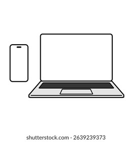 Vector Illustration of Front-Facing Laptop and Smartphone