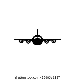 Vector illustration of a front-view commercial airplane icon.