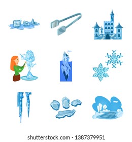 Vector illustration of frost and water  sign. Collection of frost and wet  stock vector illustration.