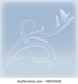 vector illustration of a frosty pattern in the form of branches on a blue glass background