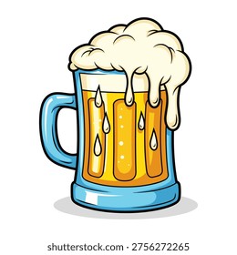 A vector illustration of a frothy beer mug, perfect for marketing, advertising, or lifestyle concepts.