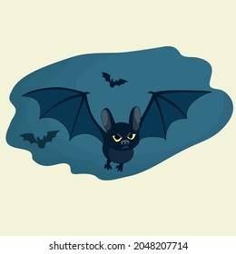 Vector illustration of a frowning bat.