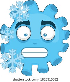 Vector illustration of frozen coronavirus character emoticon