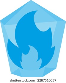 Ilustración vectorial de una llama de fuego congelada. Hielo y Fuego. Fuego Frío. Magia. Rock con llama