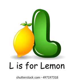 Vector illustration of  Fruit alphabet, L is for Lemon 